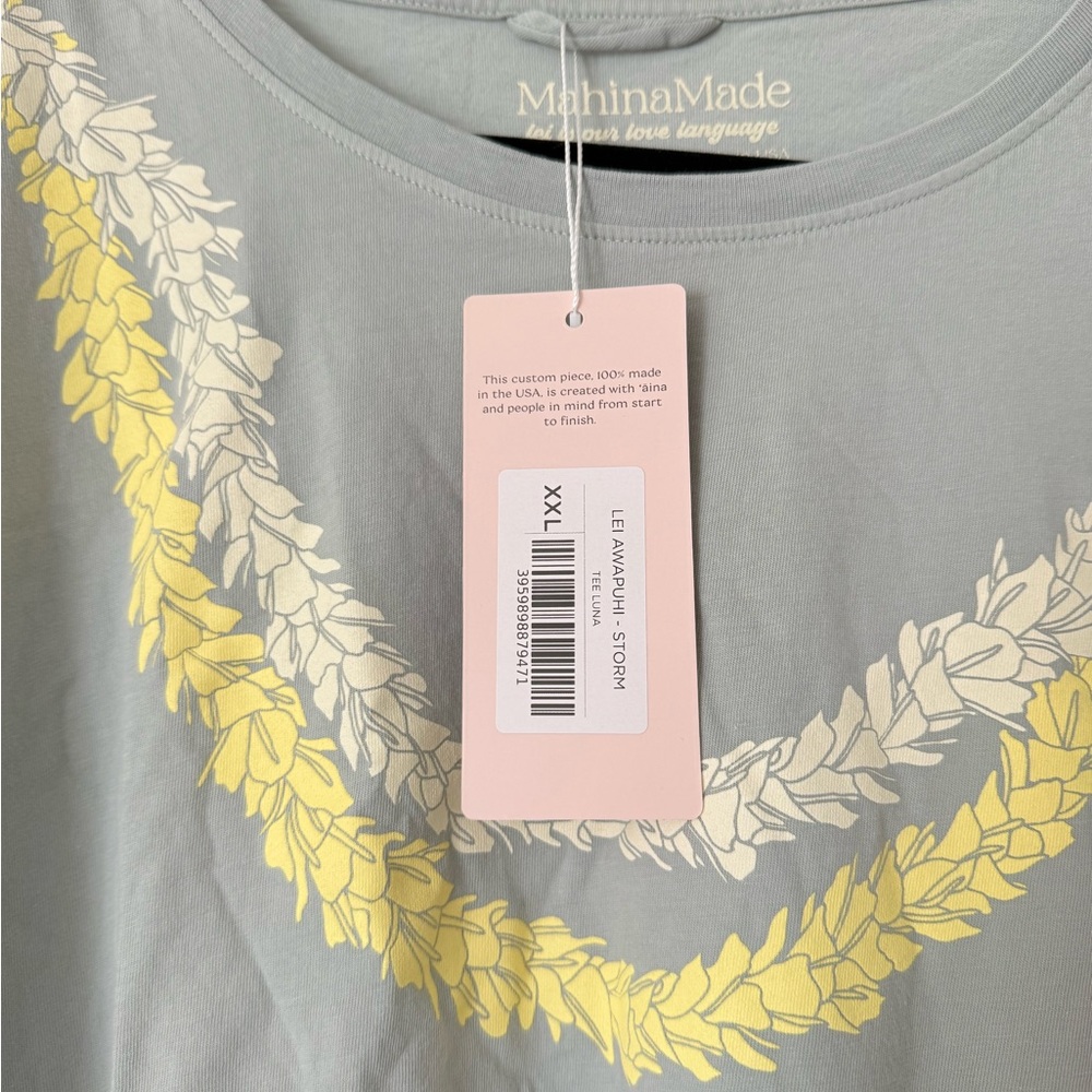 MahinaMade Gray and Yellow Graphic Tee